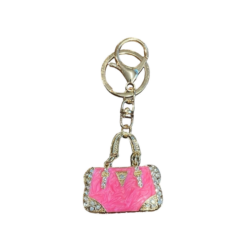 Pink; Blue or Red Handbag Charm/Keychain with Rhinestones.  Goldtone NWOT